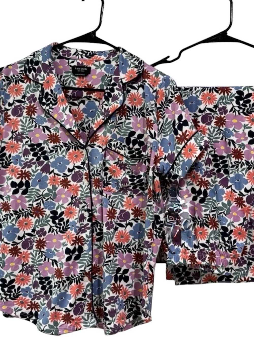 Kate Spade Short Sleeve Crop Pajamas 2 Pc Set Floral Multicolor Size Small
